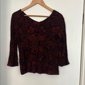 O'Neill Black and Red Floral Blouse